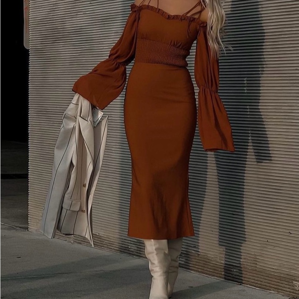Rust colored Midi Dress